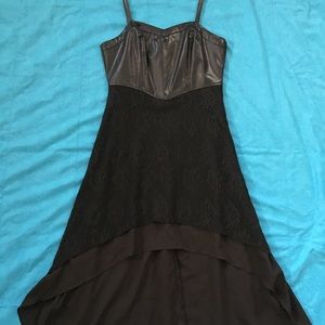Black Lace and Vinyl Hi Low Dress Size M Goth